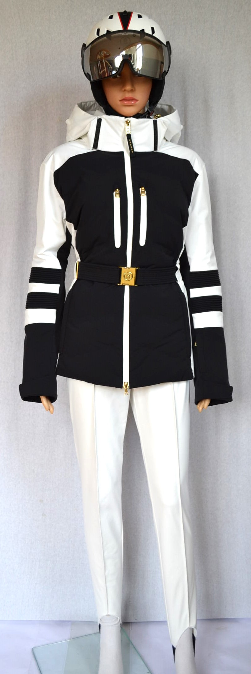 BOGNER KIRA DAMEN SKIJACKE MIT GÜRTEL SCHWARZ WEIß Gr 44 XXL NEU – Bild 2