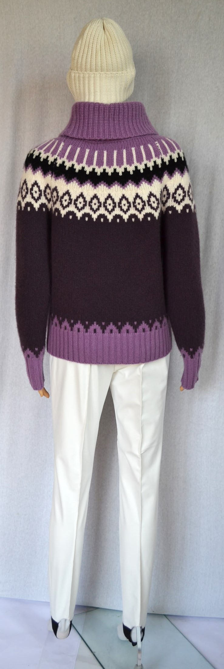 BOGNER INGRID 100% KASCHMIR DAMEN STRICK PULLOVER NORWEGER MUSTER VIOLETT Gr 36 S NEU – Bild 4