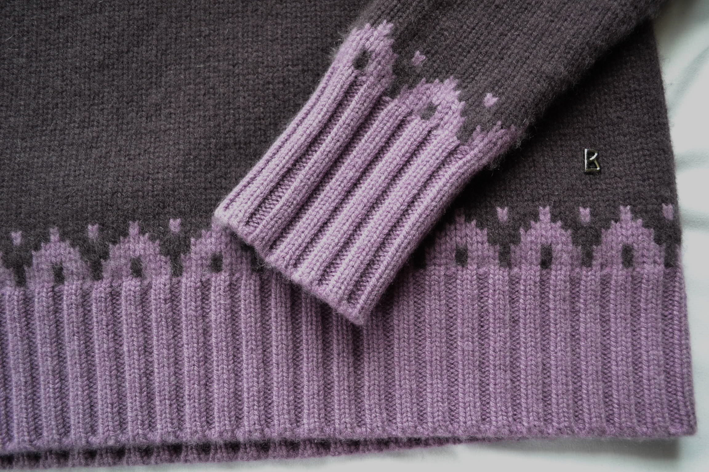 BOGNER INGRID 100% KASCHMIR DAMEN STRICK PULLOVER NORWEGER MUSTER VIOLETT Gr 36 S NEU – Bild 9