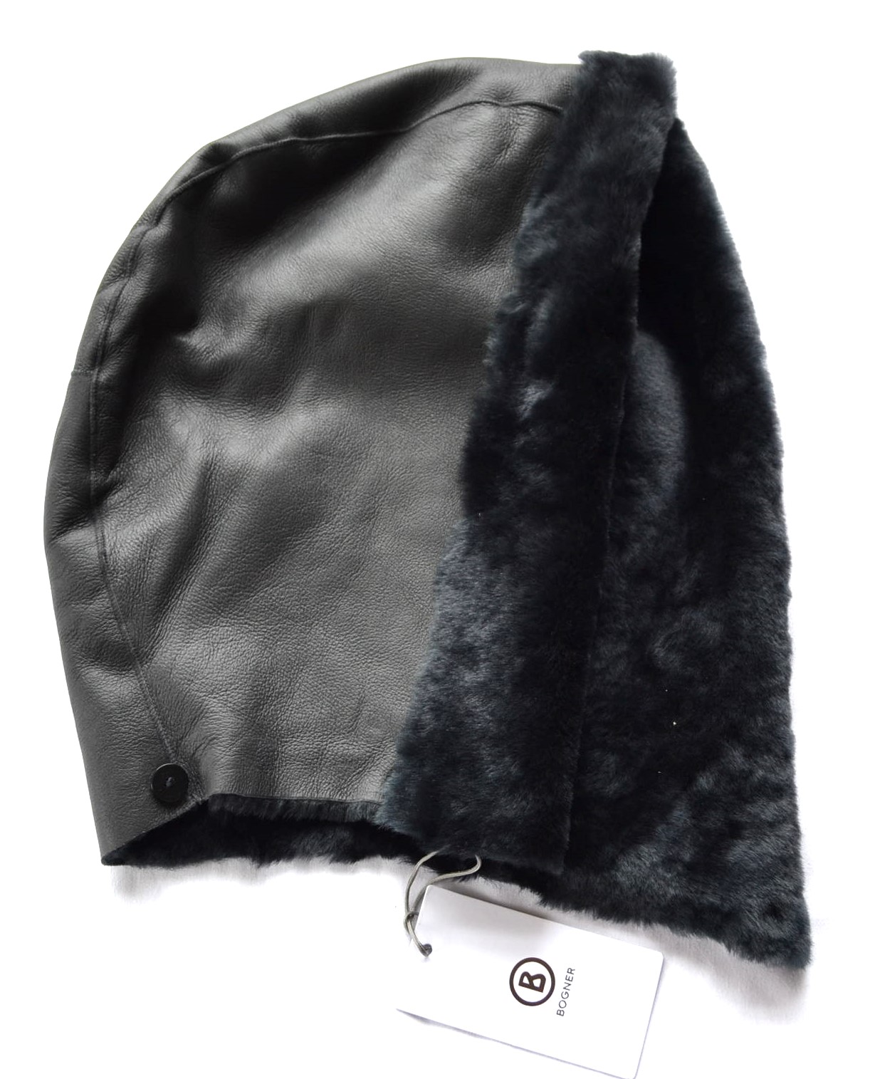 BOGNER FURAYA LAMMFELL LEDER KAPUZE ZUM ANKNÖPFEN für DAMEN JACKE FANJA JONNA ECHTFELL LAMMFELL 6 KNOPFE SCHWARZ NEU
