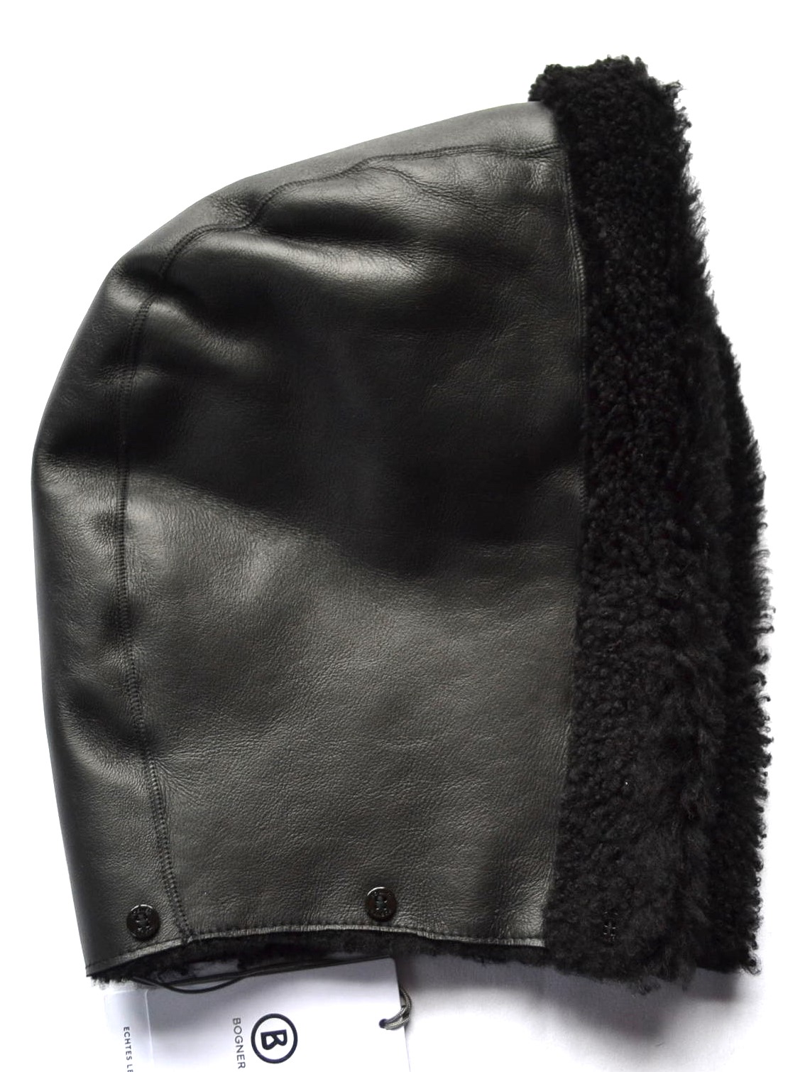 BOGNER FURAYA LAMMFELL LEDER KAPUZE ZUM ANKNÖPFEN für DAMEN JACKE FANJA JONNA ECHTFELL LAMMFELL 6 KNOPFE SCHWARZ NEU