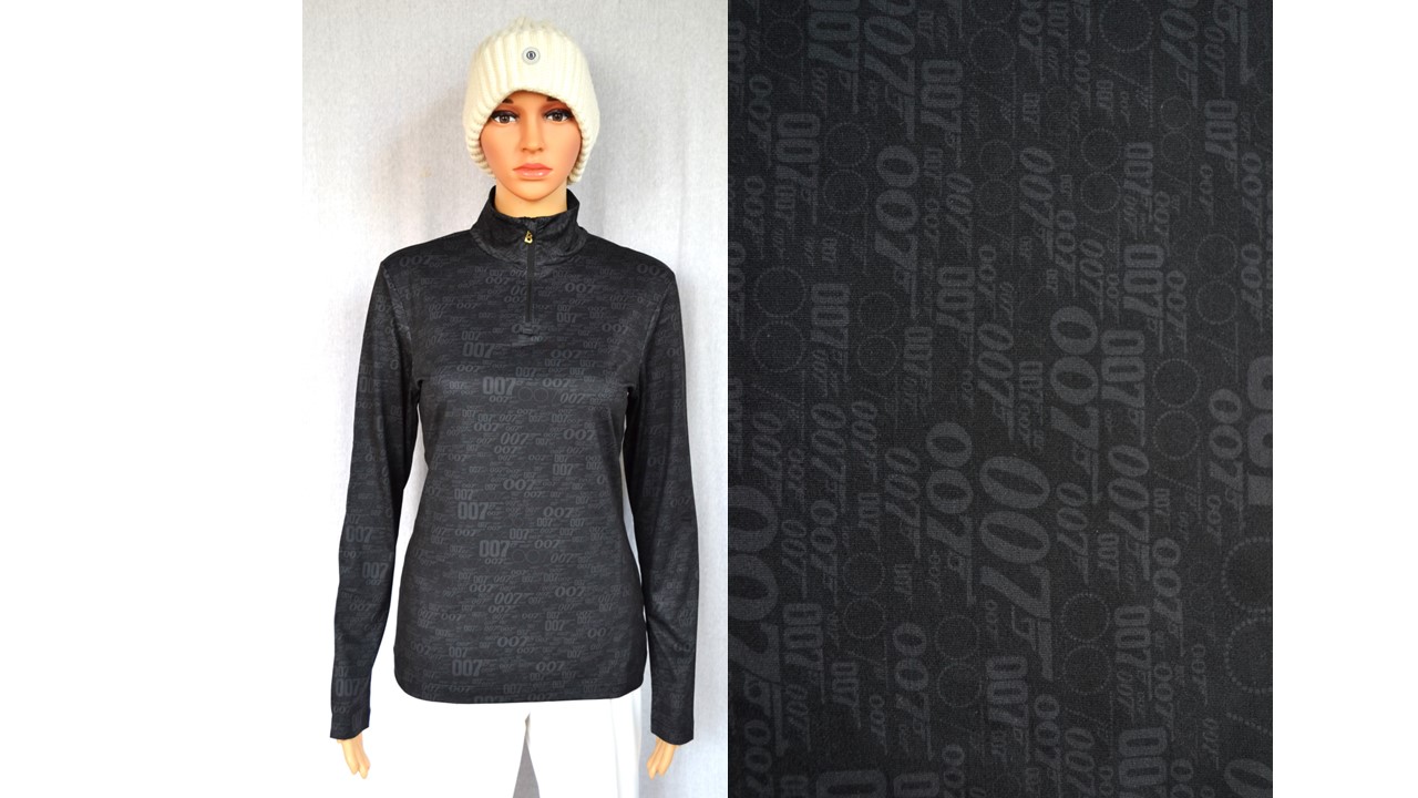 BOGNER DAMEN 007 BOND 13 SKI LONGSLEEVE FIRST LAYER STRETCH UNTERZIEHER SCHWARZ GOLD LOGO PRINT Gr 38 M NEU