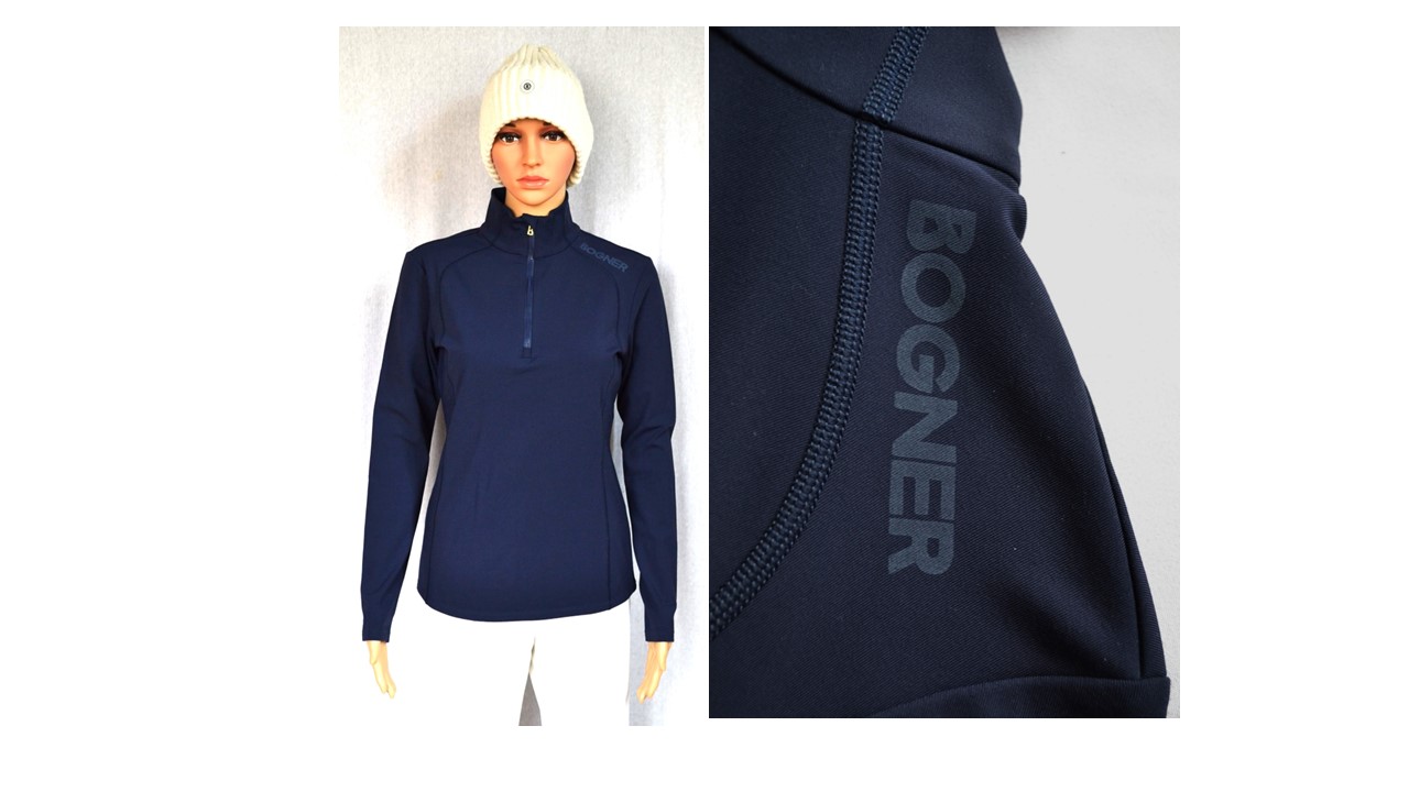 BOGNER DAMEN MEDITA SKI LONGSLEEVE FIRST LAYER STRETCH UNTERZIEHER BLAU GOLD Gr 36 38 40 S M L NEU